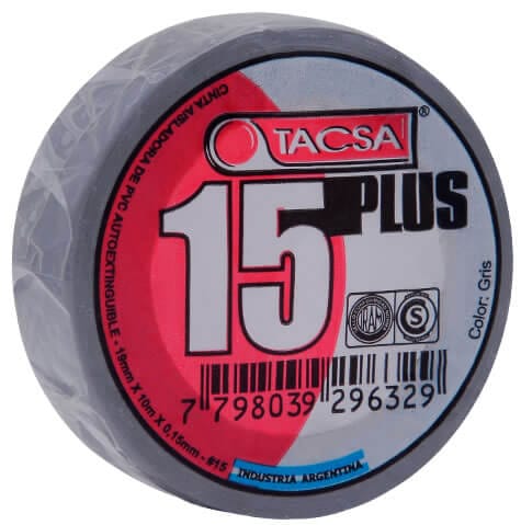 Cinta aisladora Tacsa plus gris 10mts  [UM 10u | 150u]